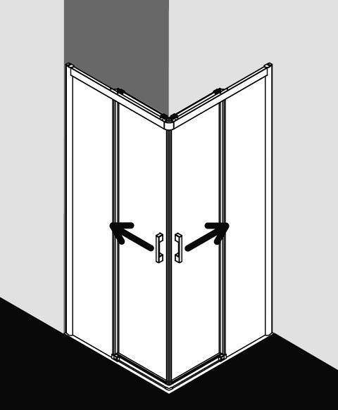 Kermi PEGA Eckeinstieg 2-teilig bodenfrei Gelittüren PE C2R/L-PEC2L08018VAKM